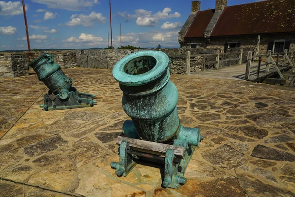 Kanonenreihen Historischen Fort Ticonderoga Upstate New York Fort Ticonderoga Ehemals — Stockfoto
