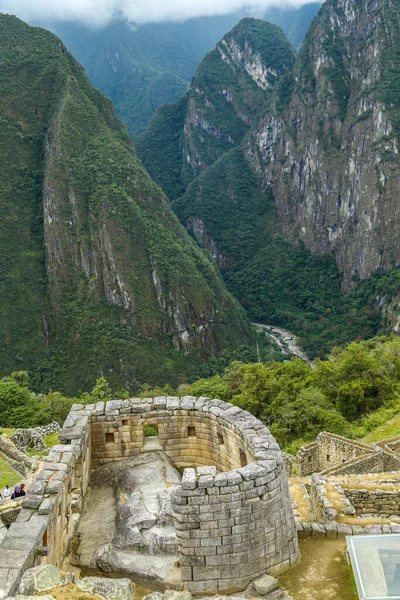 Templo Del Sol Torreón Machu Picchu Perú Patrimonio Humanidad Por — Foto de Stock