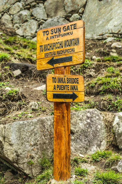 Machu Picchu Pérou Octobre 2016 Panneaux Signalisation Machu Picchu Pérou — Photo