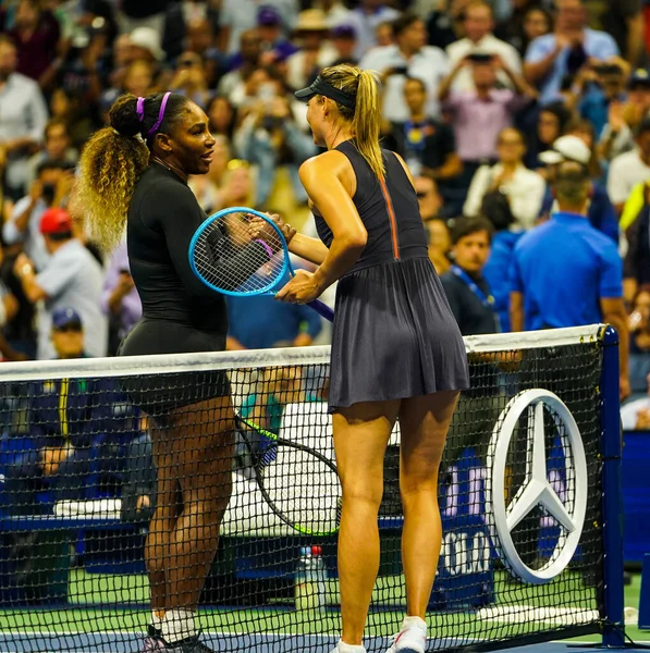 2019年8月26日 俄罗斯大满贯冠军玛利亚 莎拉波娃 Maria Sharapova 在2019年美国国家网球中心比莉 Billie Jean King 举行的第一轮公开赛结束后 — 图库照片