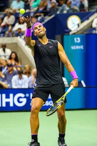 ニューヨーク 2019年8月27日 スペインの18時間グランドスラムチャンピオン ラファエル ナダルが2019年アメリカで活躍ニューヨークのビリー ジーン キング ナショナル テニスセンターで第1戦を開催 — ストック写真