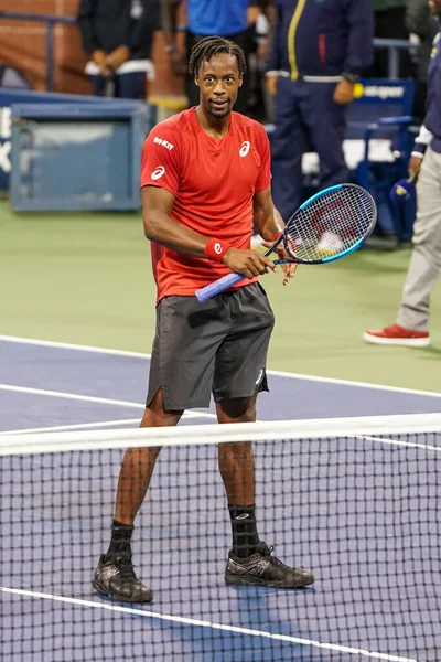 New York August 2019 Der Französische Tennisprofi Gael Monfis Feiert — Stockfoto