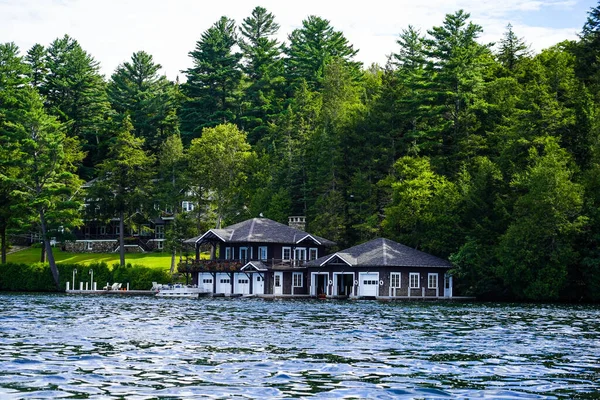 Lake Placid Nueva York Agosto 2020 Casa Botes Lujo Lake — Foto de Stock