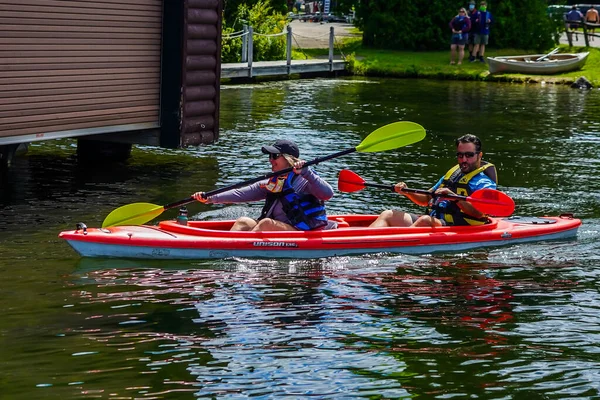 Lake Placid Nova Iorque Agosto 2020 Kayaker Aproveite Dia Verão — Fotografia de Stock