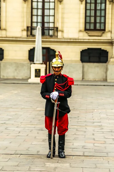 Lima Perú Septiembre 2016 Guardia Ceremonial Frente Palacio Gobierno Peruano —  Fotos de Stock