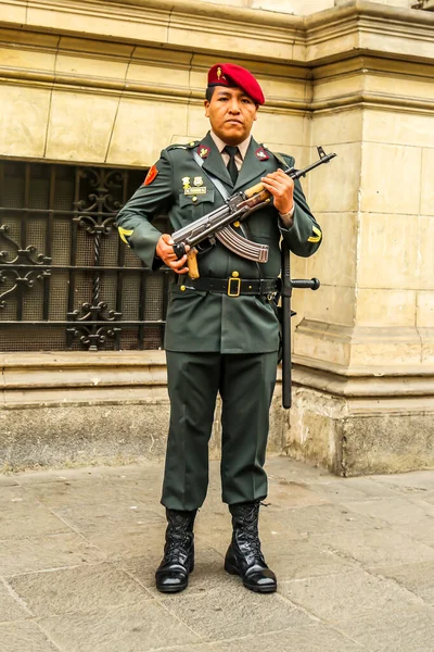 Lima Pérou Septembre 2016 Garde Des Forces Armées Péruviennes Devant — Photo