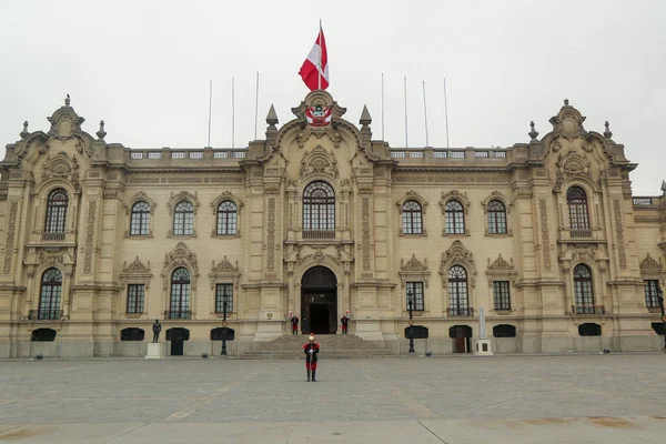 Lima Peru Setembro 2016 Guarda Cerimonial Frente Palácio Governo Peruano — Fotografia de Stock