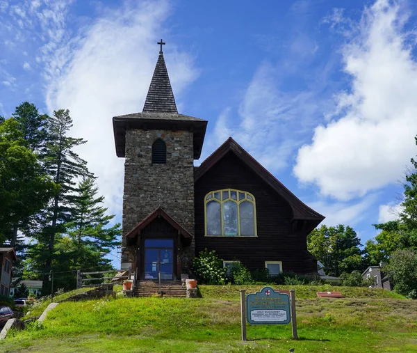 Lake Placid New York August 2020 Eustace Episcopal Church Lake — Stockfoto