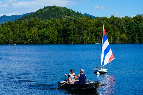 Lake Placid New York August 2020 Besökare Och Lokalbefolkning Njuter — Stockfoto