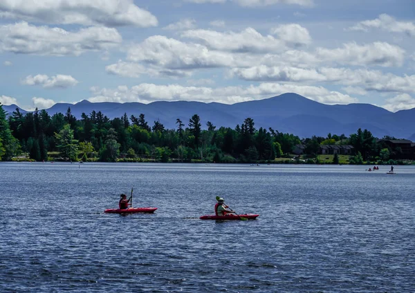 Lake Placid New York August 2020 Kayakers Enjoy Summer Day — Stock Photo, Image