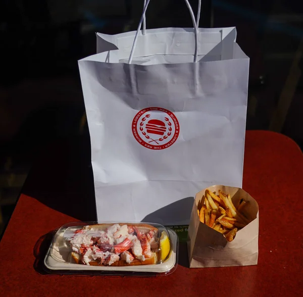 Mineola New York October 2020 Lobster Roll French Fries Served — Stock Photo, Image