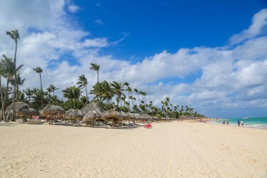 PUNTA CANA, DOMINICAN REUBLIC - 1 Ocak 2019: Punta Cana, Dominik Cumhuriyeti 'ndeki Bavaro Sahili 