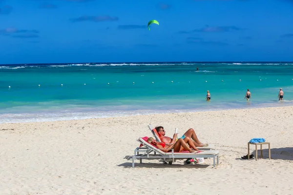 Punta Cana Republika Dominiczna Styczeń 2019 Scena Plaży Bavaro Punta — Zdjęcie stockowe