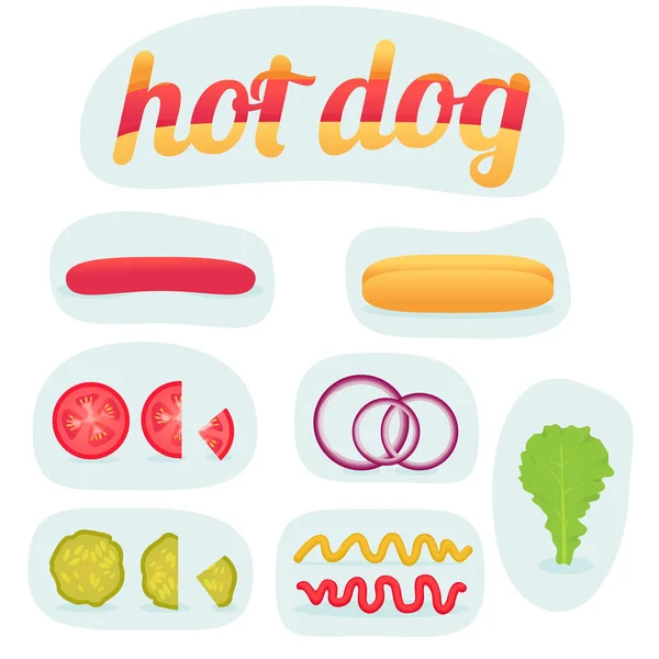 Imprimir hot dog en partes — Vector de stock