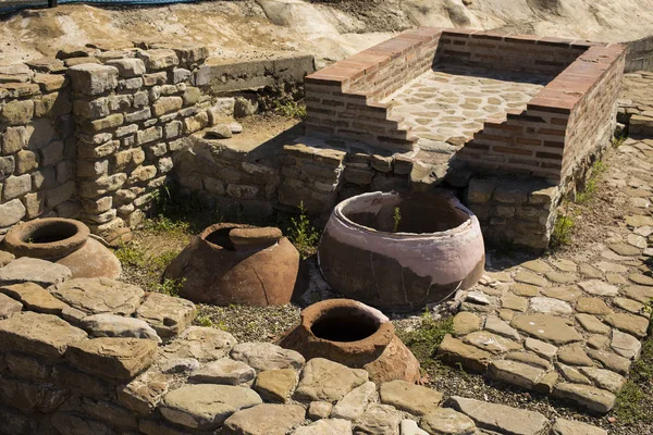 Ancienne Tradition Traitement Raisin Excavation Civilisation Des Grecs Anciens Cave — Photo