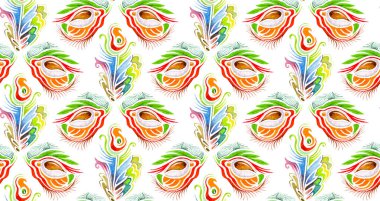 Dikişsiz Dokuma desen. Tekstil, kumaş, duvar kağıdı arka plan için baskı tasarım. Kağıt, ambalaj, tekstil üzerine basım için kullanılabilir. Bir su aygırı gözlü suluboya desen. 