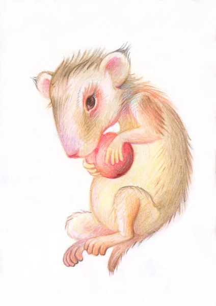 Dibujo Lápiz Ilustración Para Niños Imagen Animales Con Lápices Colores — Foto de Stock