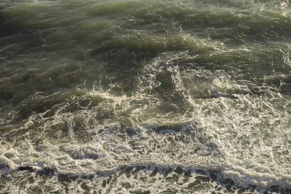 Vagues Pendant Une Tempête Vue Haut Code Rouge Reste Sur — Photo