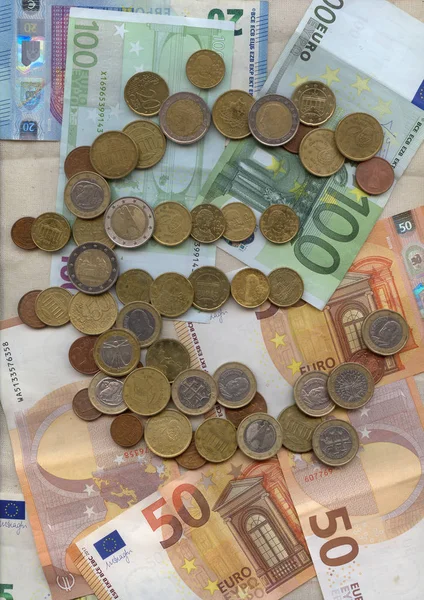Avrupa Birliği Nin Nakit Euro Banknot Madeni Paralar Avrupa Bankacılık — Stok fotoğraf