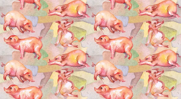 Pigs Farm Seamless Pattern Design Print Textile Fabric Wallpaper Background — Stock Photo, Image