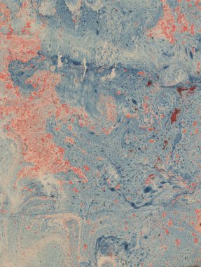 Kağıt üzerinde boya lekesi. Su sıçramalarına ve noktalar boya doku. Ebru - antik teknik çizim oryantal. Kaotik soyut organik tasarım. Marbleized.