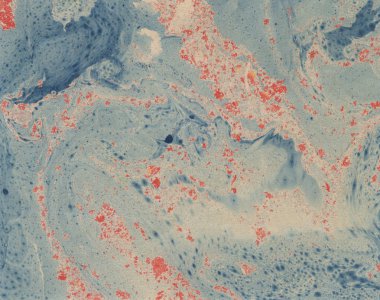 Kağıt üzerinde boya lekesi. Su sıçramalarına ve noktalar boya doku. Ebru - antik teknik çizim oryantal. Kaotik soyut organik tasarım. Marbleized.