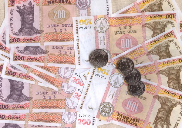 Cash République Moldavie Leis Sont Des Billets Des Pièces Qui — Photo