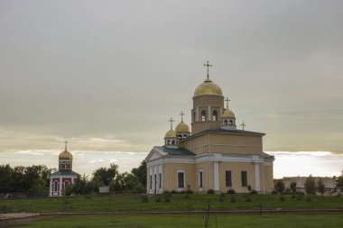 Bender Kalesi. Bir Doğu Europe.The Osmanlı mimari anıt Kalesi. Alexander Nevsky Katedrali. İyileştirme ve tarihi eserin yeniden inşası. Moldova.Construction İnşaat.