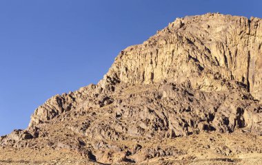 Mısır. Mount Sinai gündoğumu sabah. (Mount Horeb, Gabal Musa, Moses Mount). Hac yeri ve ünlü turistik hedef.