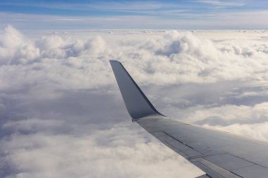Uçağın kanat dünyadan görünümü.
