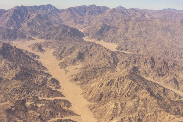 Luftaufnahme Der Berge Und Sandigen Hochebene Ägyptens Sinai Afrika — Stockfoto