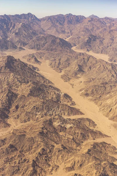 Flygfoto Över Bergen Och Sandstranden Platå Egypten Sinai Afrika — Stockfoto