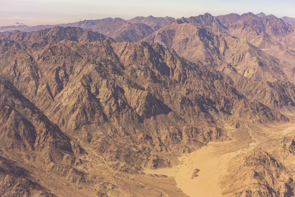 Luftaufnahme Der Berge Und Sandigen Hochebene Ägyptens Sinai Afrika — Stockfoto