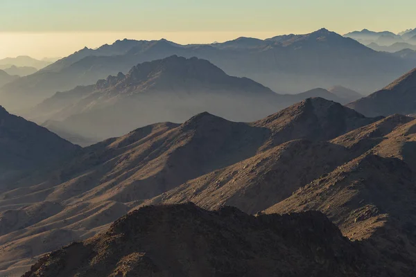 Egypt. Mount Sinai in the morning at sunrise. (Mount Horeb, Gabal Musa, Moses Mount). Pilgrimage place and famous touristic destination.