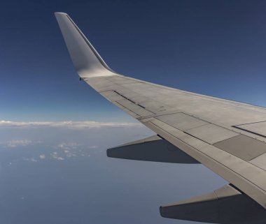 Uçağın kanat dünyadan görünümü.