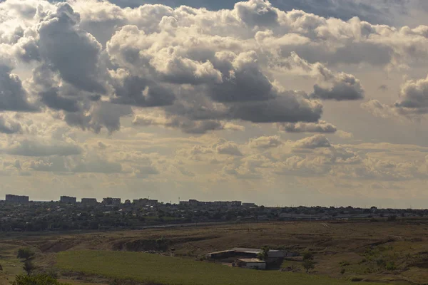 Sky Covered Heavy Clouds Thunderstorm Outskirts Small Town Republic Moldova — Stock Photo, Image