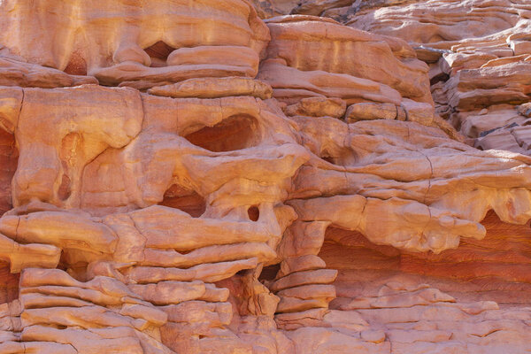 Coloured Canyon is a rock formation on Sinai peninsula. Sights of Nuweiba, Egypt.