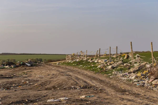 Disastro Ambientale Clogging Periferia Della Città Cumuli Rifiuti Sono Elemento — Foto Stock