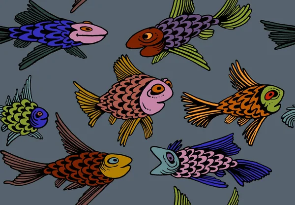 Ornement Avec Des Poissons Motif Tissé Sans Couture Impression Design — Photo