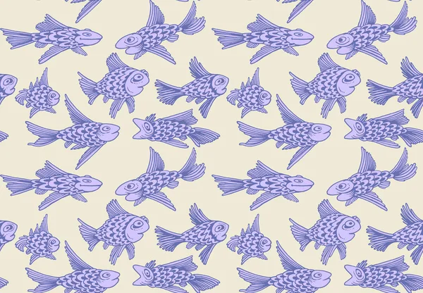 Украшение Рыбой Бесшовный Тканый Узор Дизайн Печати Текстиля Ткани Обоев — стоковое фото