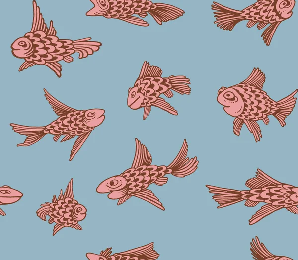 Орнамент Рибою Безшовний Тканий Візерунок Дизайн Друку Текстилю Тканини Шпалер — стокове фото
