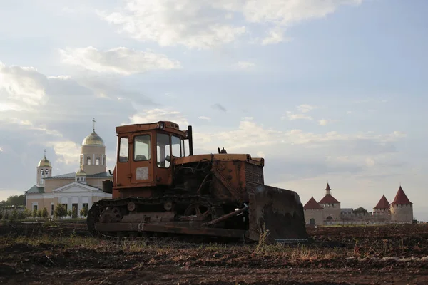 Fortaleza Bender Trabajos Construcción Restauración Con Ayuda Una Excavadora Arcaica — Foto de Stock