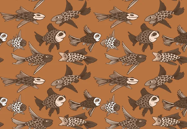 Украшение Рыбой Бесшовный Тканый Узор Дизайн Печати Текстиля Ткани Обоев — стоковое фото
