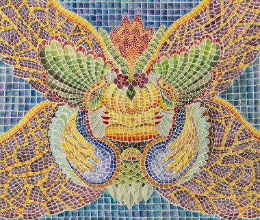 Simetrik soyutlama kompozisyonu. Suluboya çizimi. Fantastik bir görüntünün maskesi. Uzaylı bir yaratığın portresi.