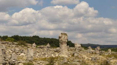 Taş çöl olarak da bilinen, dikilmiş taşlar. Varna eyaletinin ev formları. Bulgaristan 'ın kaya oluşumları. Taş orman.