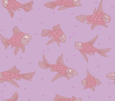 Balık ile süs. Dikişsiz Dokuma desen. Tekstil, kumaş, duvar kağıdı, arka plan için tasarım baskı.