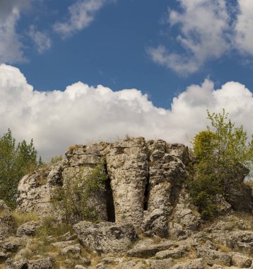 Taş çöl olarak da bilinen, dikilmiş taşlar. Varna eyaletinin ev formları. Bulgaristan 'ın kaya oluşumları. Taş orman.