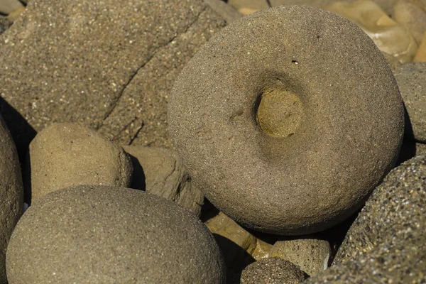 Pierres Avec Des Signes Étranges Sur Littoral Mer Noire Des — Photo