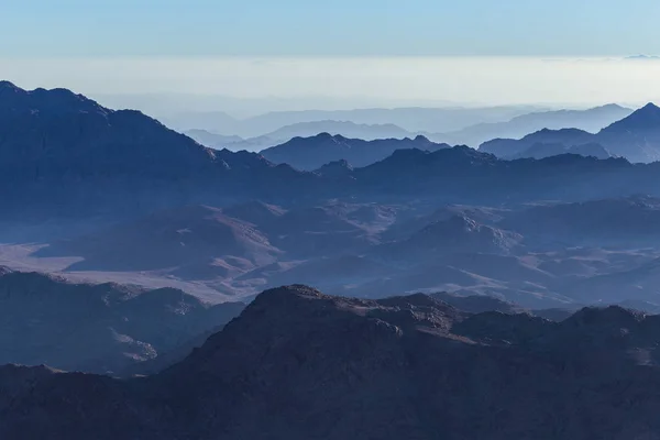 西奈山在早晨日出 霍雷布山 加巴尔 摩西山 朝圣地点和著名的旅游目的地 — 图库照片