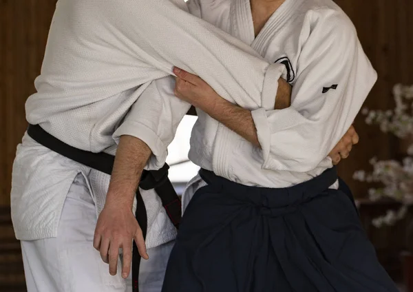 Sport Arti Marziali Aikido Aikibudo Jiu Jitsu Tecnica Lancio Allenamento — Foto Stock
